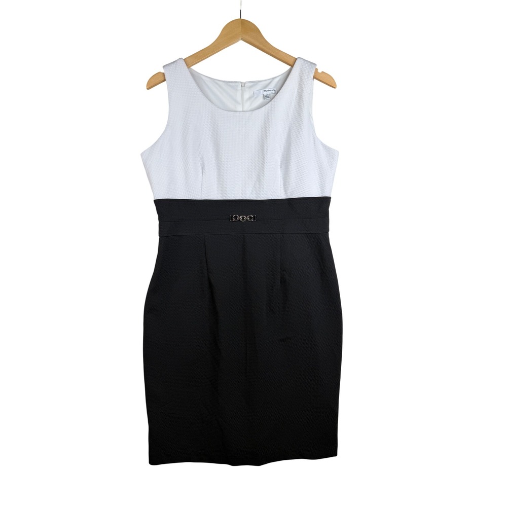Studio One New York Colorblock Sheath Dress size 14 Petite Black/White